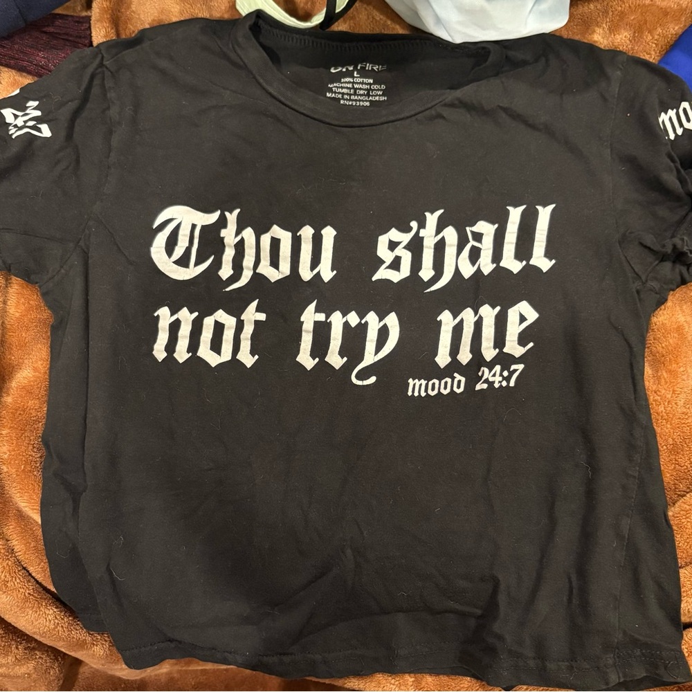 Black Graphic Tee with Bold Text